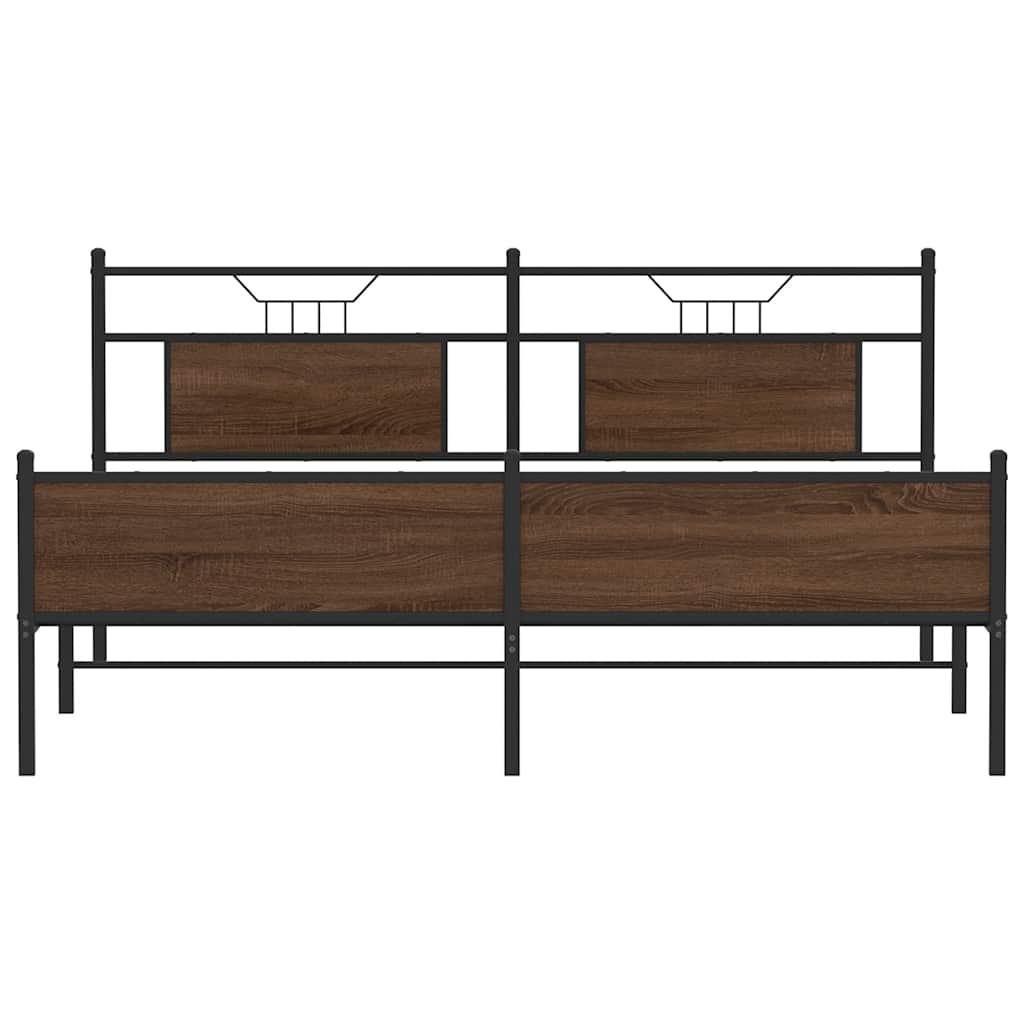 Bedframe zonder matras metaal bruin eikenkleurig 160x200 cm is nu te koop bij PeponiXL, paradijselijk wonen!