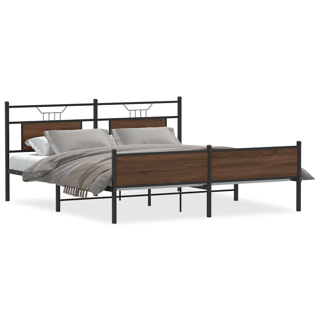 Bedframe zonder matras metaal bruin eikenkleur 180x200 cm is nu te koop bij PeponiXL, paradijselijk wonen!