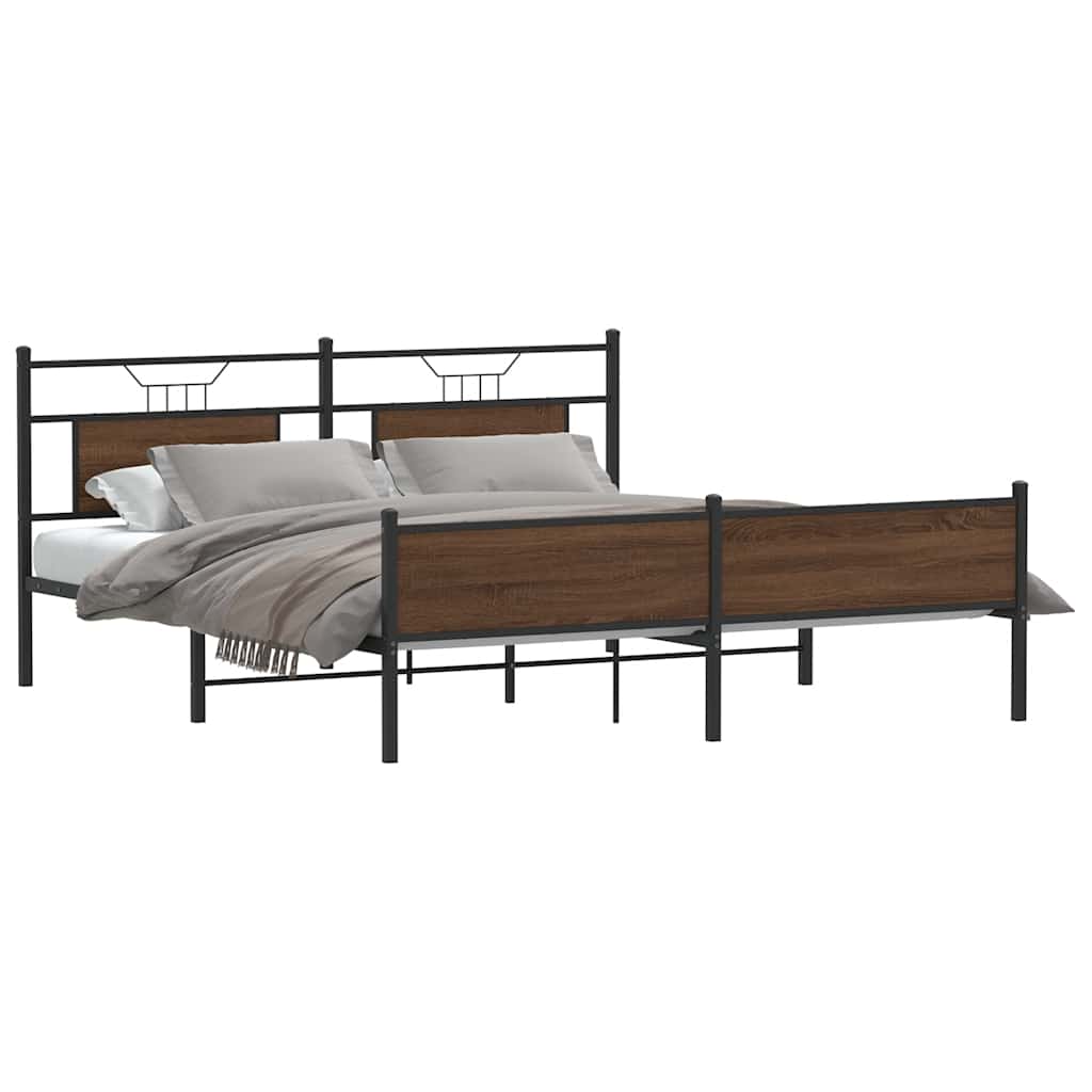 Bedframe zonder matras metaal bruin eikenkleur 180x200 cm is nu te koop bij PeponiXL, paradijselijk wonen!