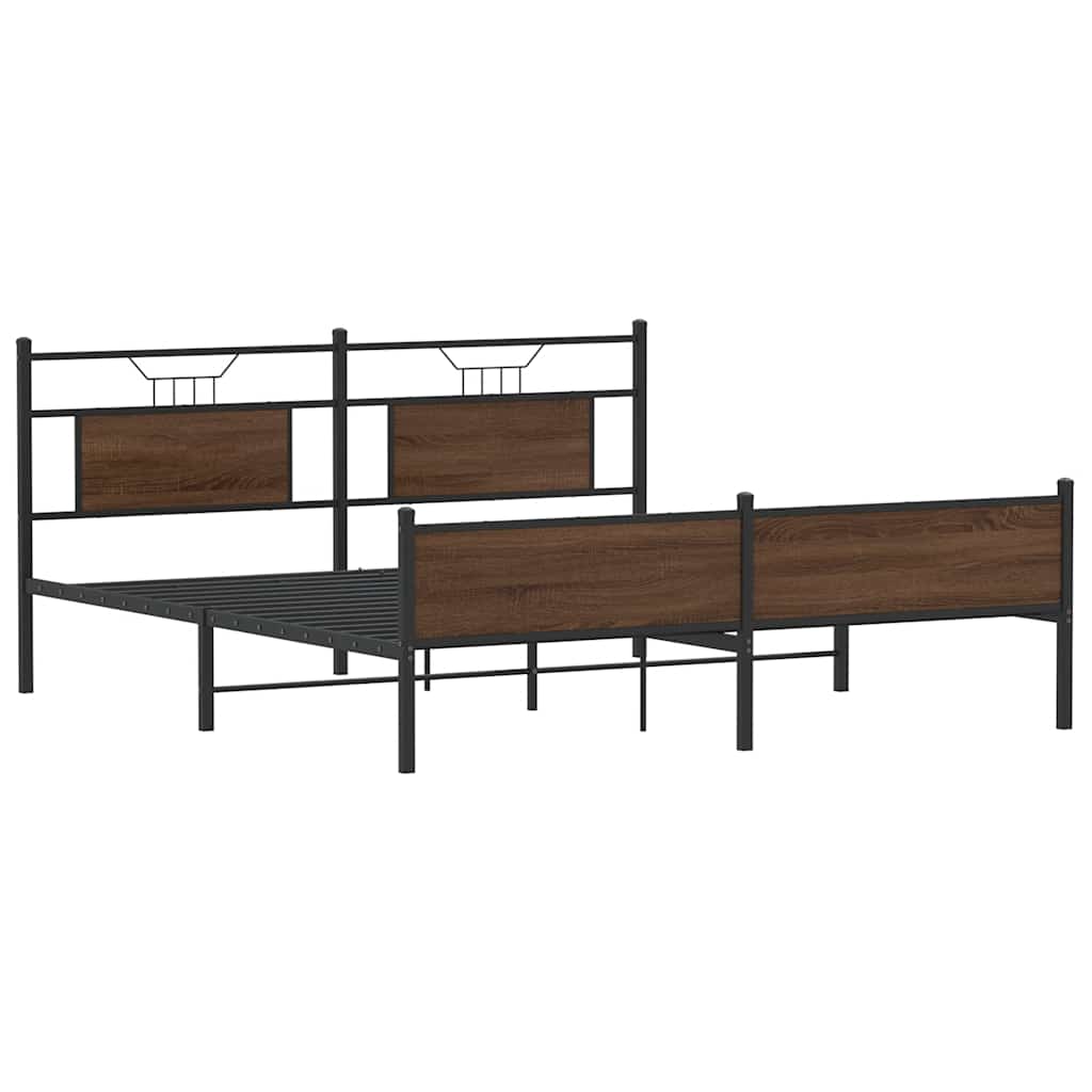 Bedframe zonder matras metaal bruin eikenkleur 180x200 cm is nu te koop bij PeponiXL, paradijselijk wonen!