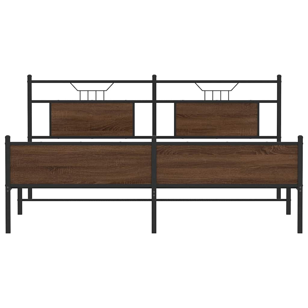 Bedframe zonder matras metaal bruin eikenkleur 180x200 cm is nu te koop bij PeponiXL, paradijselijk wonen!