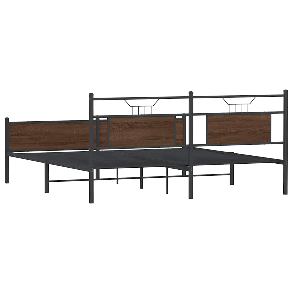 Bedframe zonder matras metaal bruin eikenkleur 180x200 cm is nu te koop bij PeponiXL, paradijselijk wonen!
