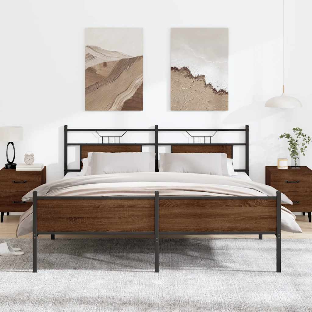Bedframe zonder matras metaal bruin eikenkleur 180x200 cm is nu te koop bij PeponiXL, paradijselijk wonen!