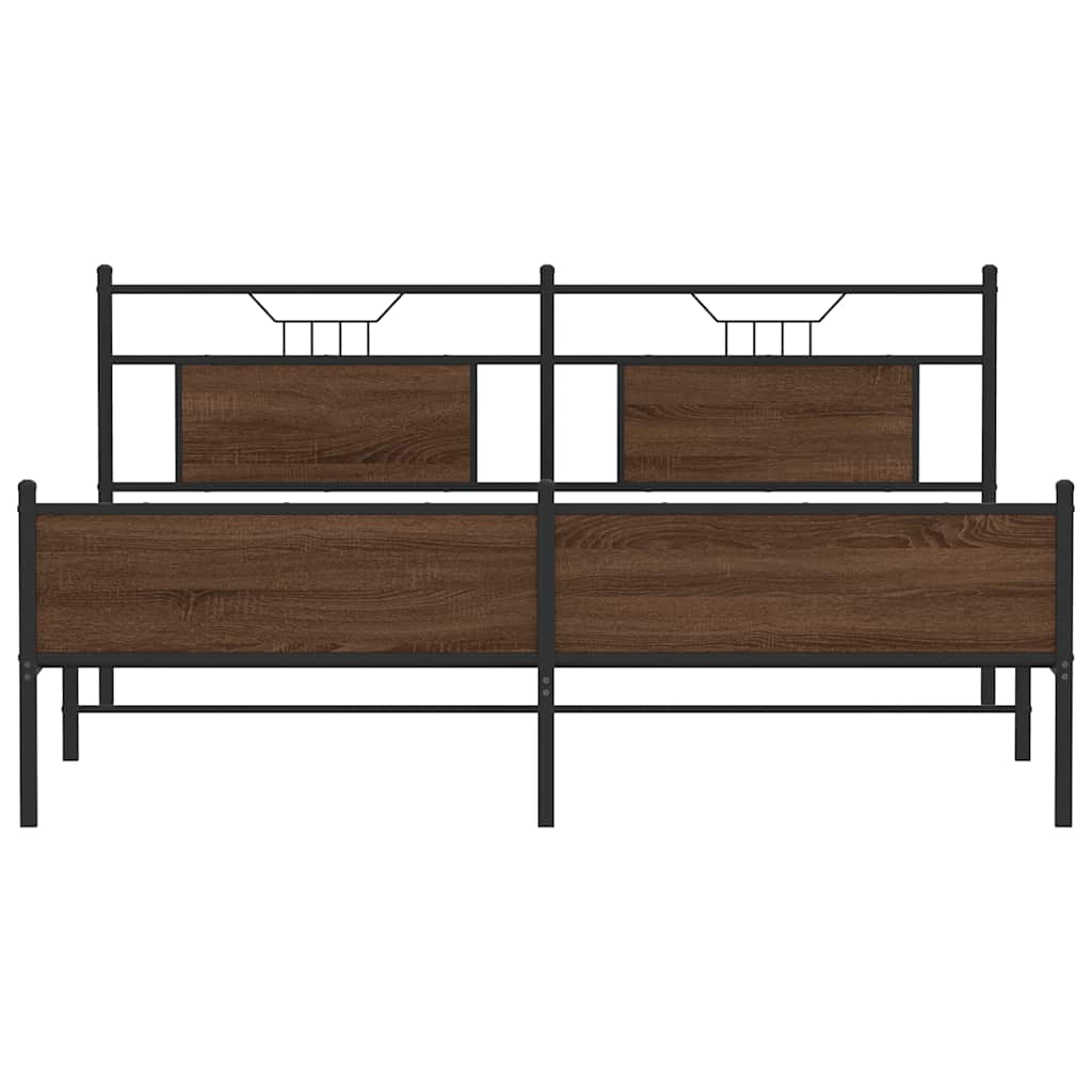 Bedframe zonder matras metaal bruin eikenkleur 183x213 cm is nu te koop bij PeponiXL, paradijselijk wonen!