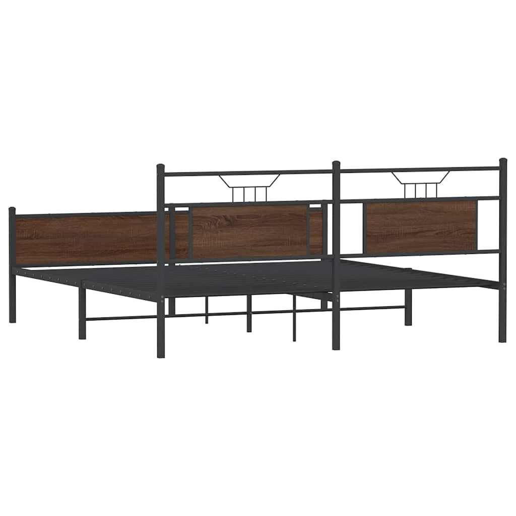 Bedframe zonder matras metaal bruin eikenkleur 183x213 cm is nu te koop bij PeponiXL, paradijselijk wonen!