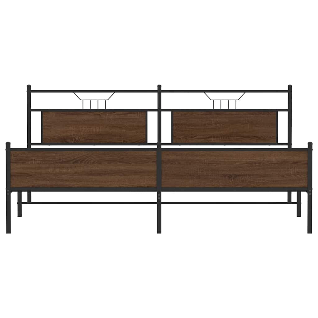 Bedframe zonder matras metaal bruin eikenkleur 193x201 cm is nu te koop bij PeponiXL, paradijselijk wonen!