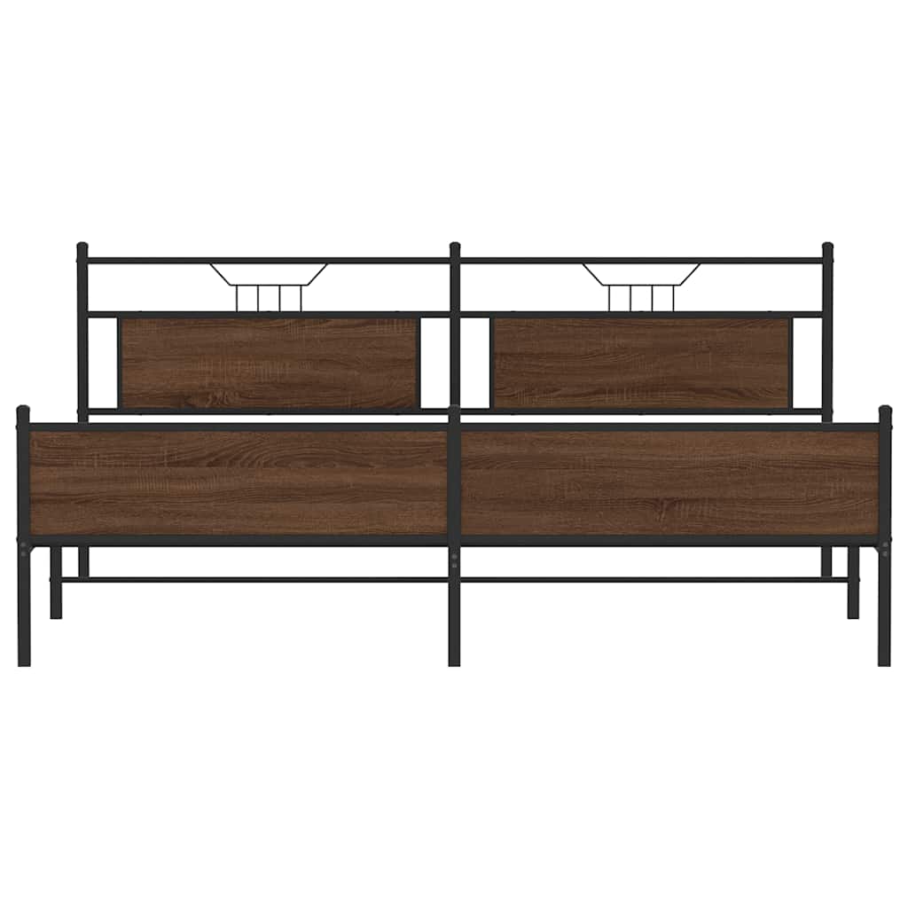 Bedframe zonder matras metaal bruin eikenkleurig 200x200 cm is nu te koop bij PeponiXL, paradijselijk wonen!