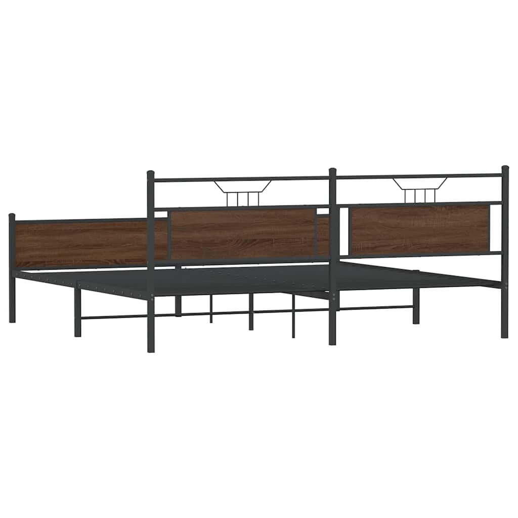 Bedframe zonder matras metaal bruin eikenkleurig 200x200 cm is nu te koop bij PeponiXL, paradijselijk wonen!