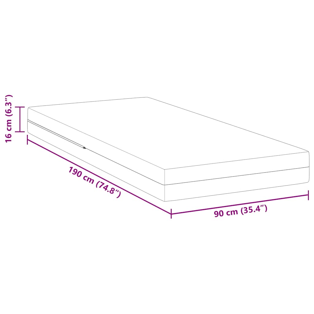 Matras Wit 90 x 190 cm Jacquard stof is nu te koop bij PeponiXL, paradijselijk wonen!