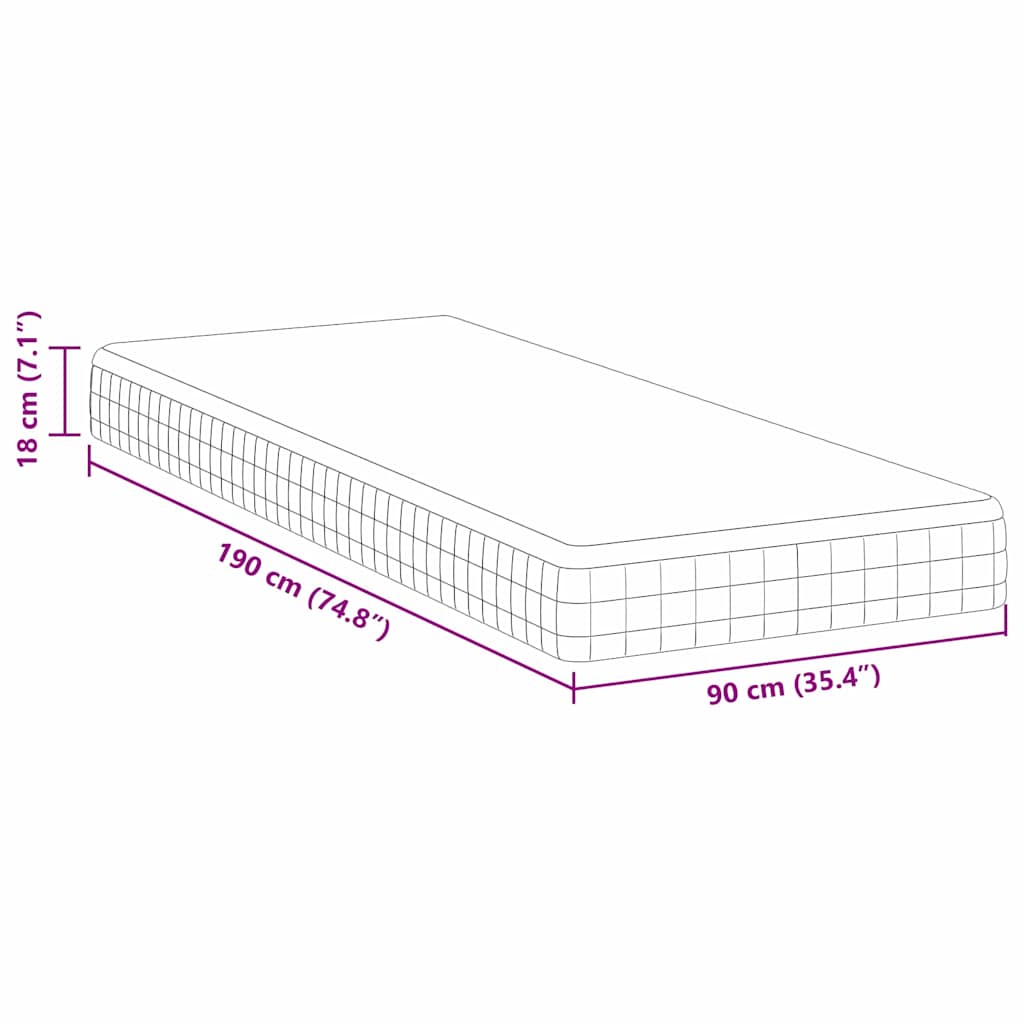 Matras Wit en Grijs 90 x 190 cm Bonell Veer is nu te koop bij PeponiXL, paradijselijk wonen!