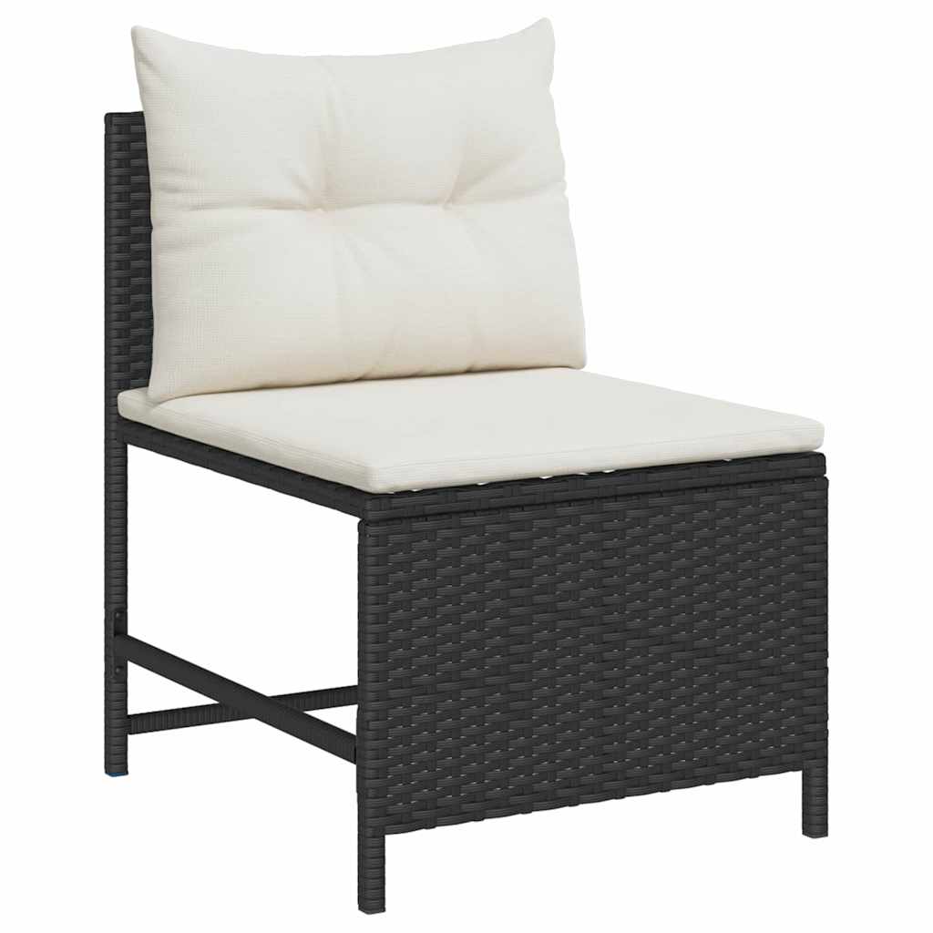 Tuinbankenset met kussen 6 pcs Zwart en Crème poly rattan is nu te koop bij PeponiXL, paradijselijk wonen!