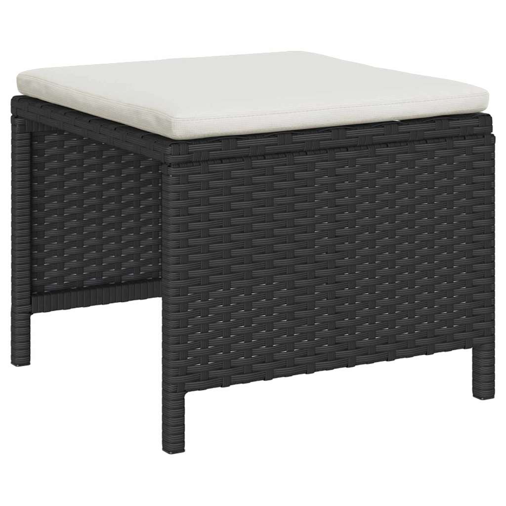 Tuinbankenset met kussen 6 pcs Zwart en Crème poly rattan is nu te koop bij PeponiXL, paradijselijk wonen!