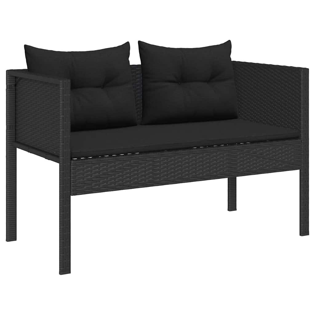 Tuinbankenset met kussen 6 pcs Zwart poly rattan is nu te koop bij PeponiXL, paradijselijk wonen!