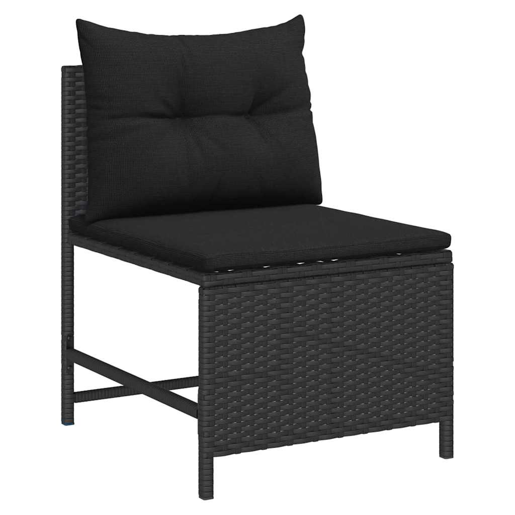 Tuinbankenset met kussen 6 pcs Zwart poly rattan is nu te koop bij PeponiXL, paradijselijk wonen!