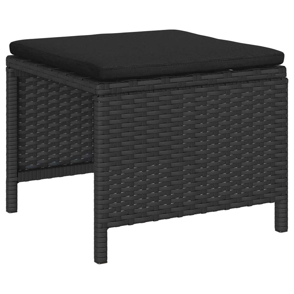 Tuinbankenset met kussen 6 pcs Zwart poly rattan is nu te koop bij PeponiXL, paradijselijk wonen!