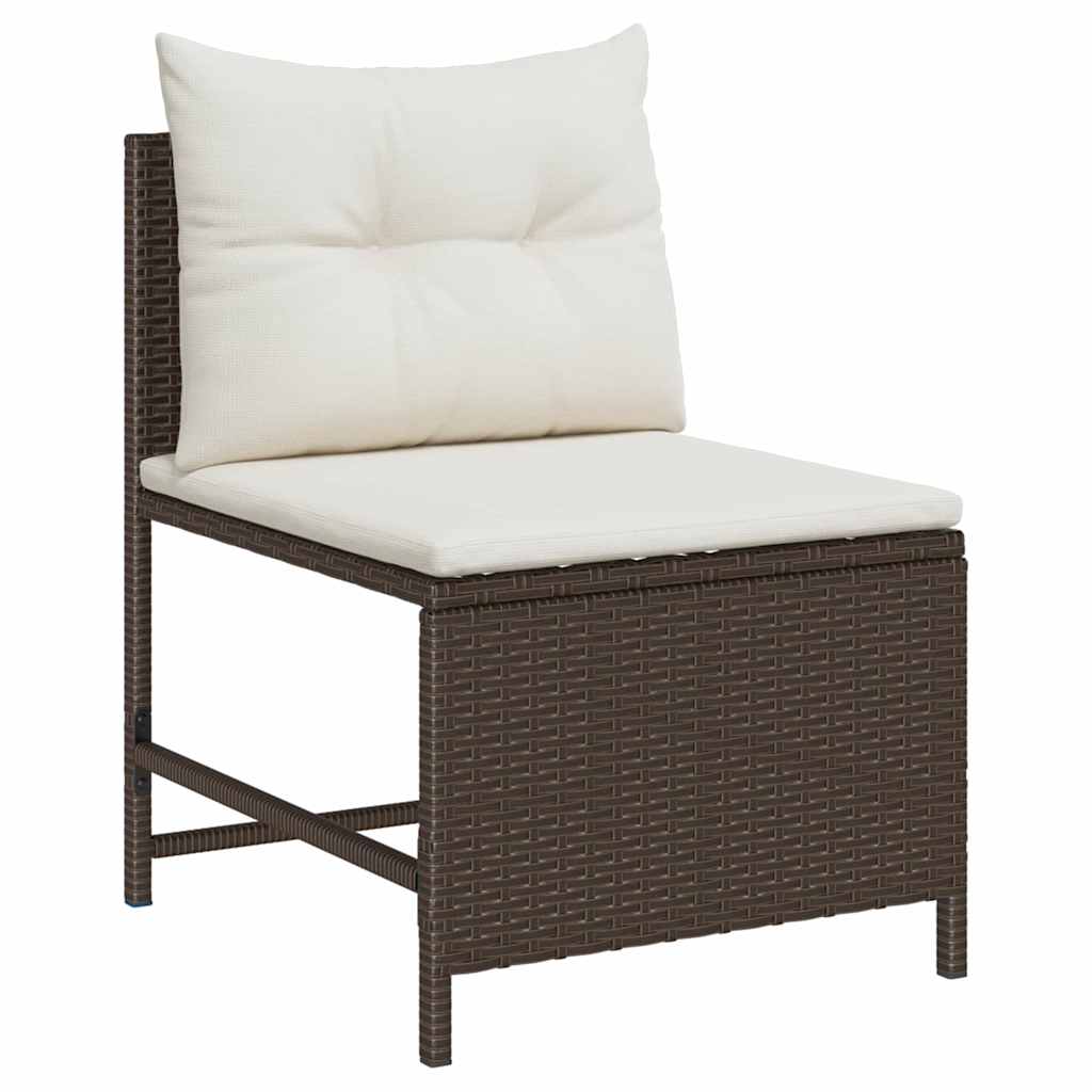 Tuinbankenset met kussen 6 pcs Bruin en Crème poly rattan is nu te koop bij PeponiXL, paradijselijk wonen!