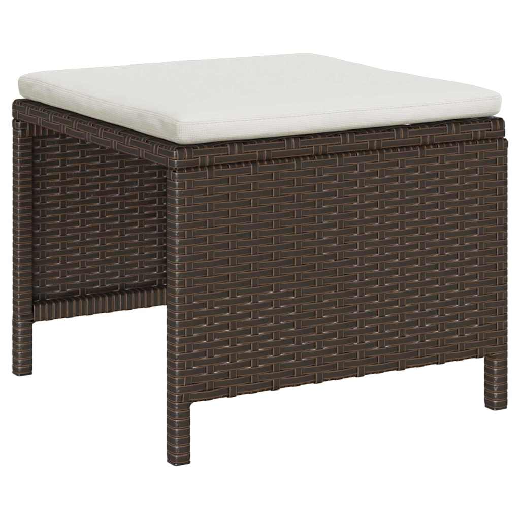 Tuinbankenset met kussen 6 pcs Bruin en Crème poly rattan is nu te koop bij PeponiXL, paradijselijk wonen!