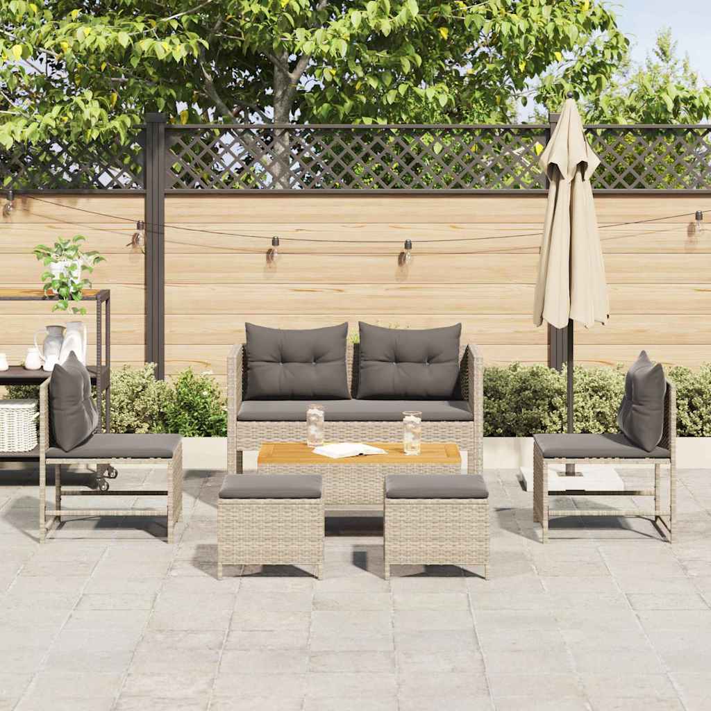 Tuinbankenset 6 pcs Licht Grijs en Donker Grijs poly rattan is nu te koop bij PeponiXL, paradijselijk wonen!