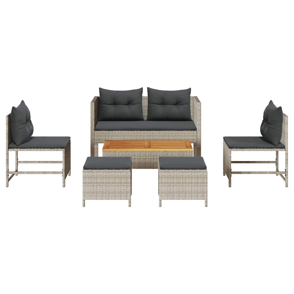 Tuinbankenset 6 pcs Licht Grijs en Donker Grijs poly rattan is nu te koop bij PeponiXL, paradijselijk wonen!