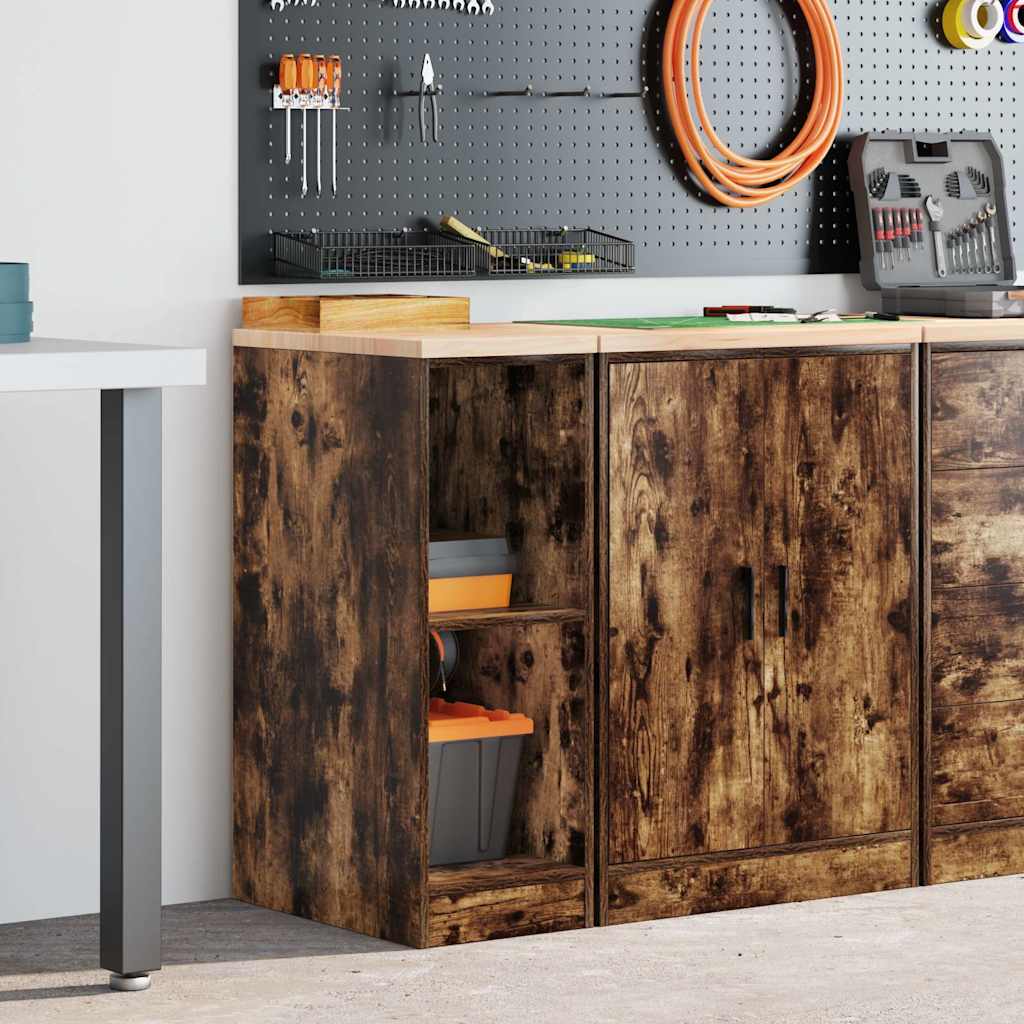 Garagekast 30x51x85 cm massief grenenhout gerookt eiken is nu te koop bij PeponiXL, paradijselijk wonen!