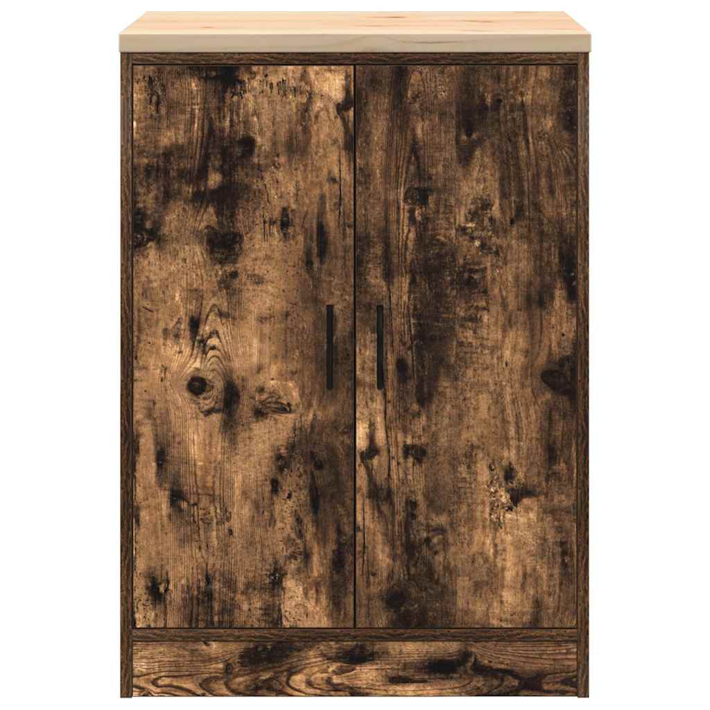 Garagekast 60x51x85 cm massief grenenhout gerookt eiken is nu te koop bij PeponiXL, paradijselijk wonen!