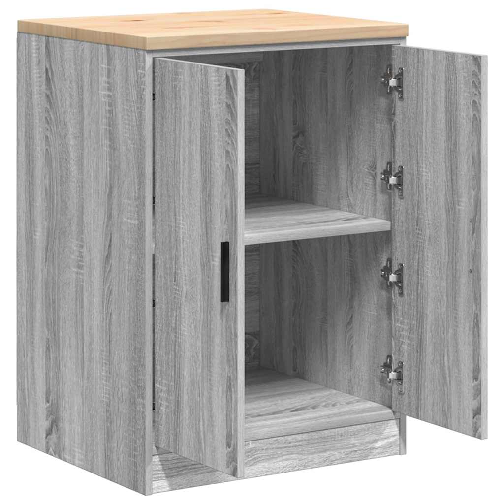 Garagekast 60x51x85 cm massief grenenhout grijs sonoma is nu te koop bij PeponiXL, paradijselijk wonen!