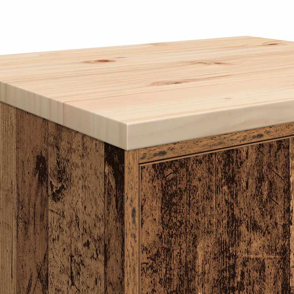 Garagekast 60x51x85 cm massief grenenhout oud hout is nu te koop bij PeponiXL, paradijselijk wonen!