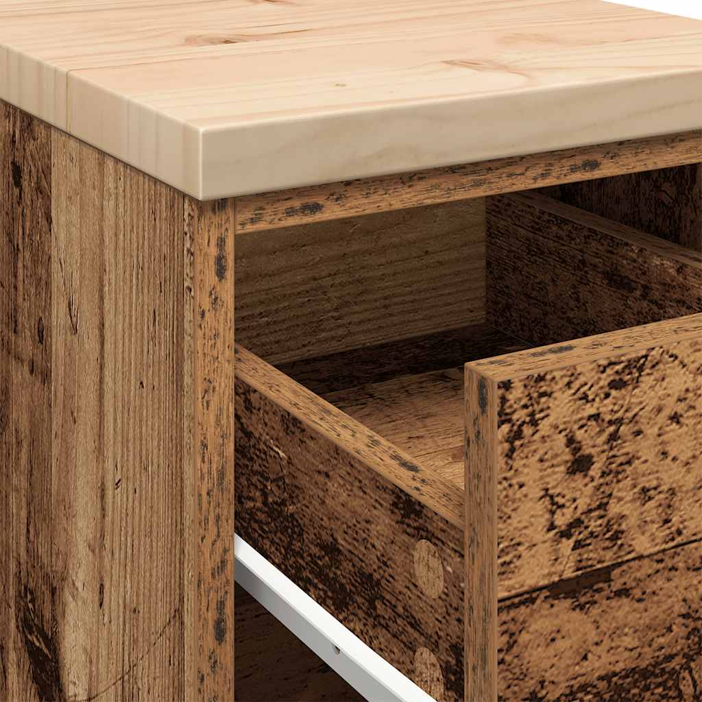 Garagekast 30x51x85 cm massief grenenhout oud hout is nu te koop bij PeponiXL, paradijselijk wonen!