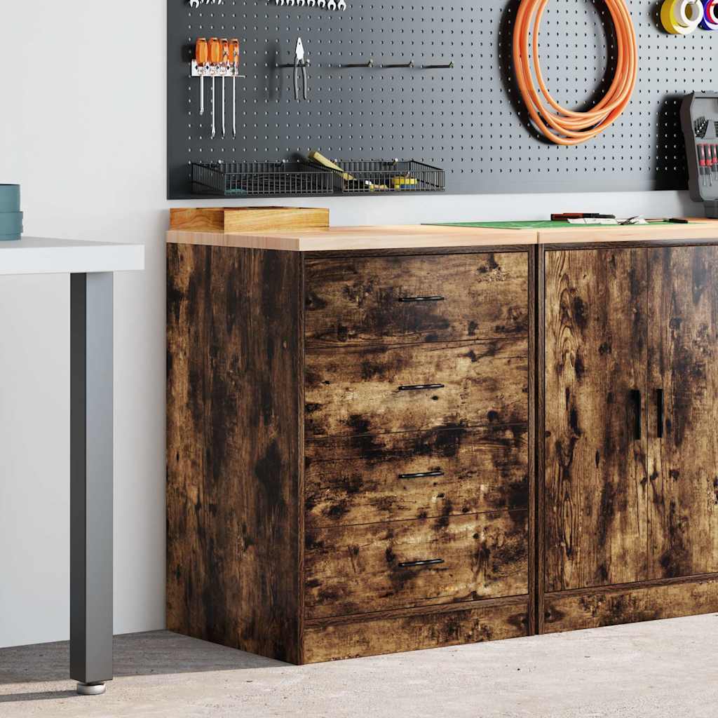 Garagekast 60x51x85 cm massief grenenhout gerookt eiken is nu te koop bij PeponiXL, paradijselijk wonen!