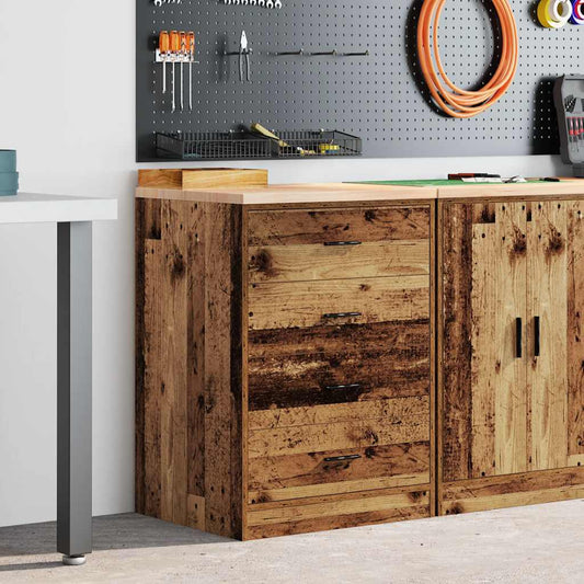 Garagekast 60x51x85 cm massief grenenhout oud hout is nu te koop bij PeponiXL, paradijselijk wonen!