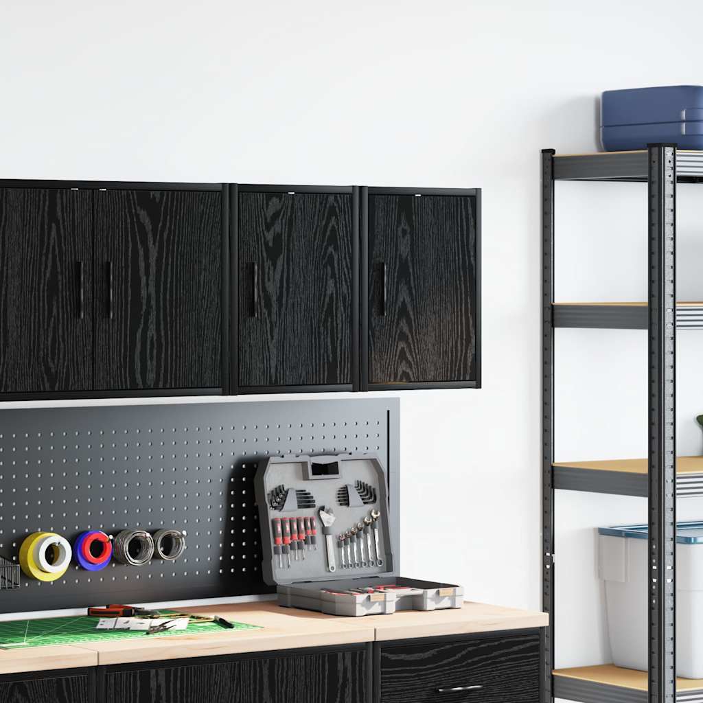 Garagewandkasten 2 st spaanplaat zwart is nu te koop bij PeponiXL, paradijselijk wonen!