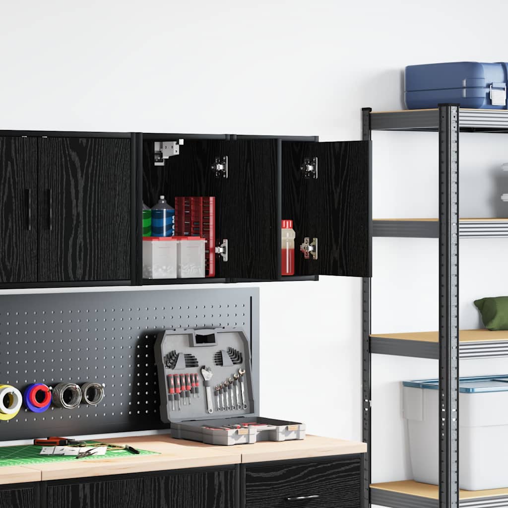 Garagewandkasten 2 st spaanplaat zwart is nu te koop bij PeponiXL, paradijselijk wonen!