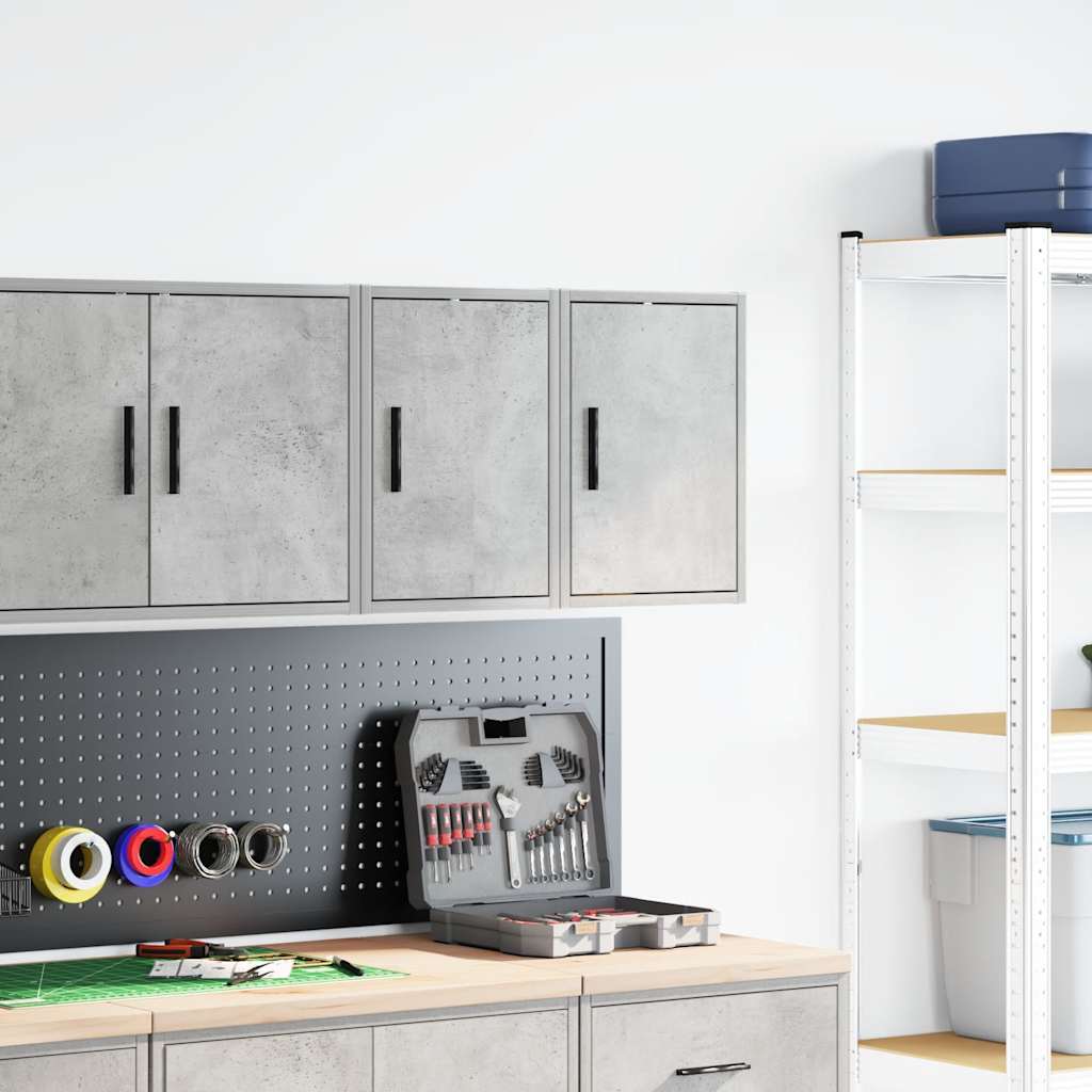 Garagewandkasten 2 st bewerkt hout betongrijs is nu te koop bij PeponiXL, paradijselijk wonen!