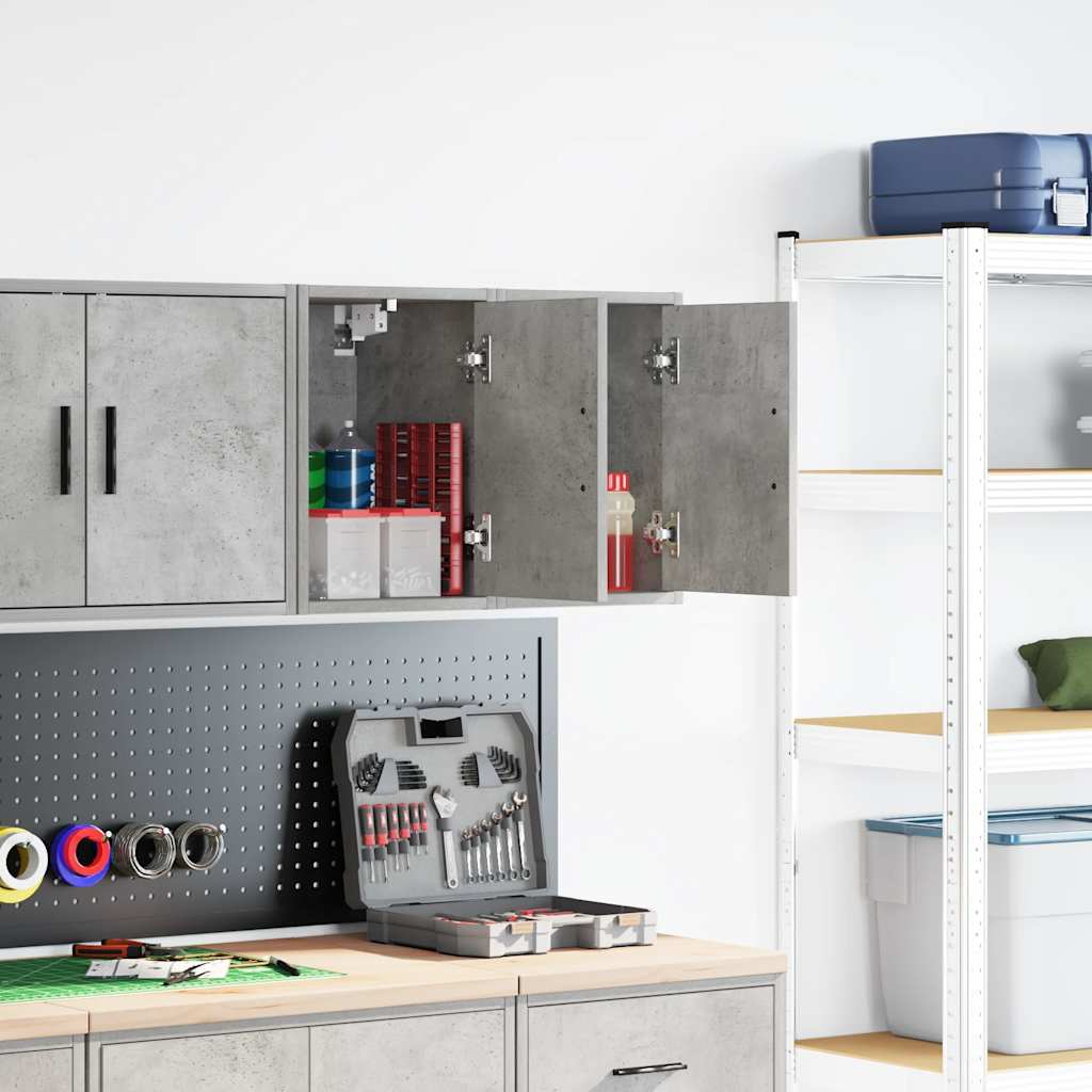 Garagewandkasten 2 st bewerkt hout betongrijs is nu te koop bij PeponiXL, paradijselijk wonen!