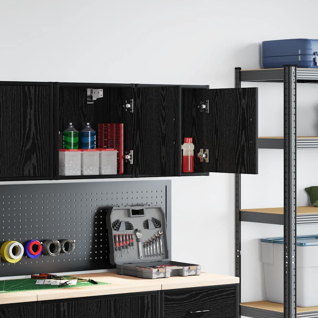 Garagewandkasten 2 st spaanplaat zwart is nu te koop bij PeponiXL, paradijselijk wonen!