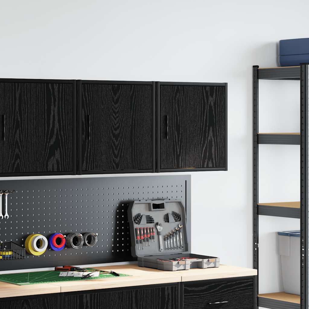 Garagewandkasten 2 st spaanplaat zwart is nu te koop bij PeponiXL, paradijselijk wonen!