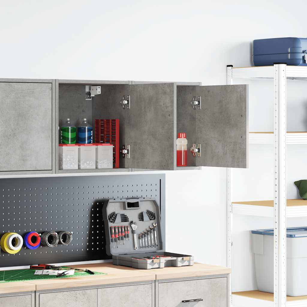 Garagewandkasten 2 st bewerkt hout betongrijs is nu te koop bij PeponiXL, paradijselijk wonen!