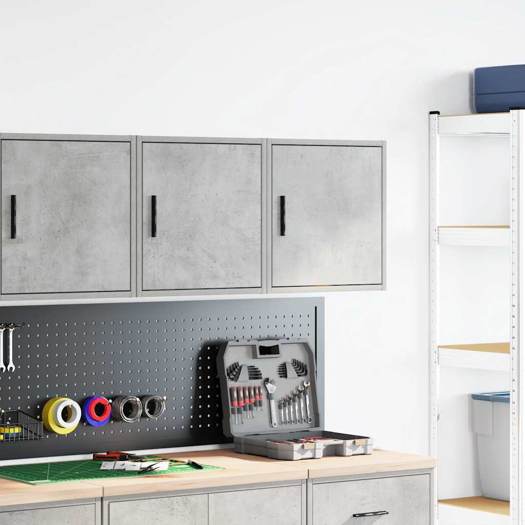 Garagewandkasten 2 st bewerkt hout betongrijs is nu te koop bij PeponiXL, paradijselijk wonen!