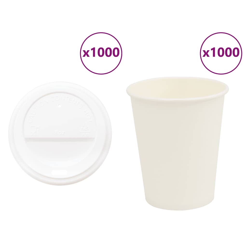 Papieren koffiekopjes met deksel 1000 st 8oz 200 ml is nu te koop bij PeponiXL, paradijselijk wonen!