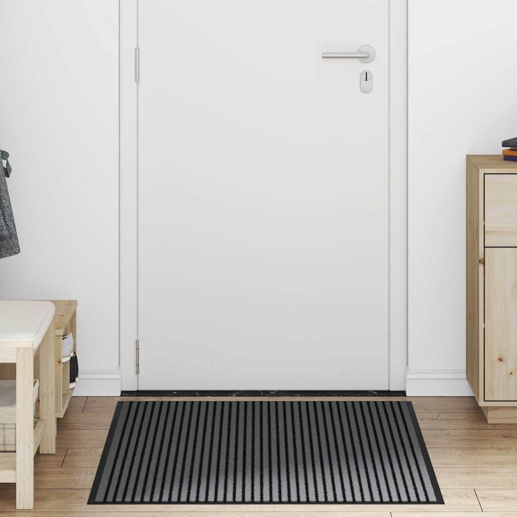 Deurmat 90x150 cm gestreept 90x150 cm zwart en grijs is nu te koop bij PeponiXL, paradijselijk wonen!
