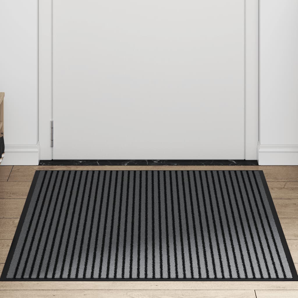Deurmat 90x150 cm gestreept 90x150 cm zwart en grijs is nu te koop bij PeponiXL, paradijselijk wonen!