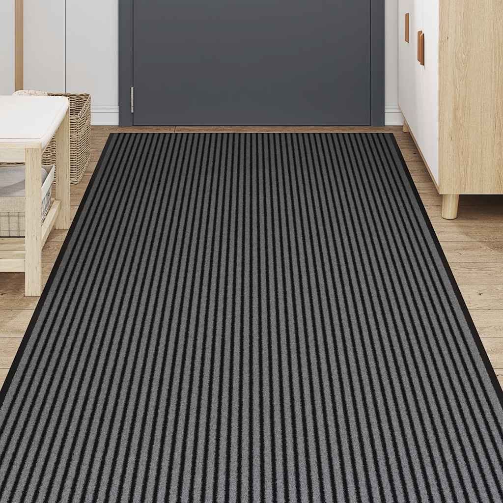 Deurmat 115x400 cm gestreept 115x400 cm zwart en grijs is nu te koop bij PeponiXL, paradijselijk wonen!