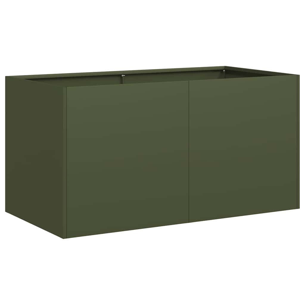 Plantenbak 80x40x40 cm koudgewalst staal olijfgroen is nu te koop bij PeponiXL, paradijselijk wonen!