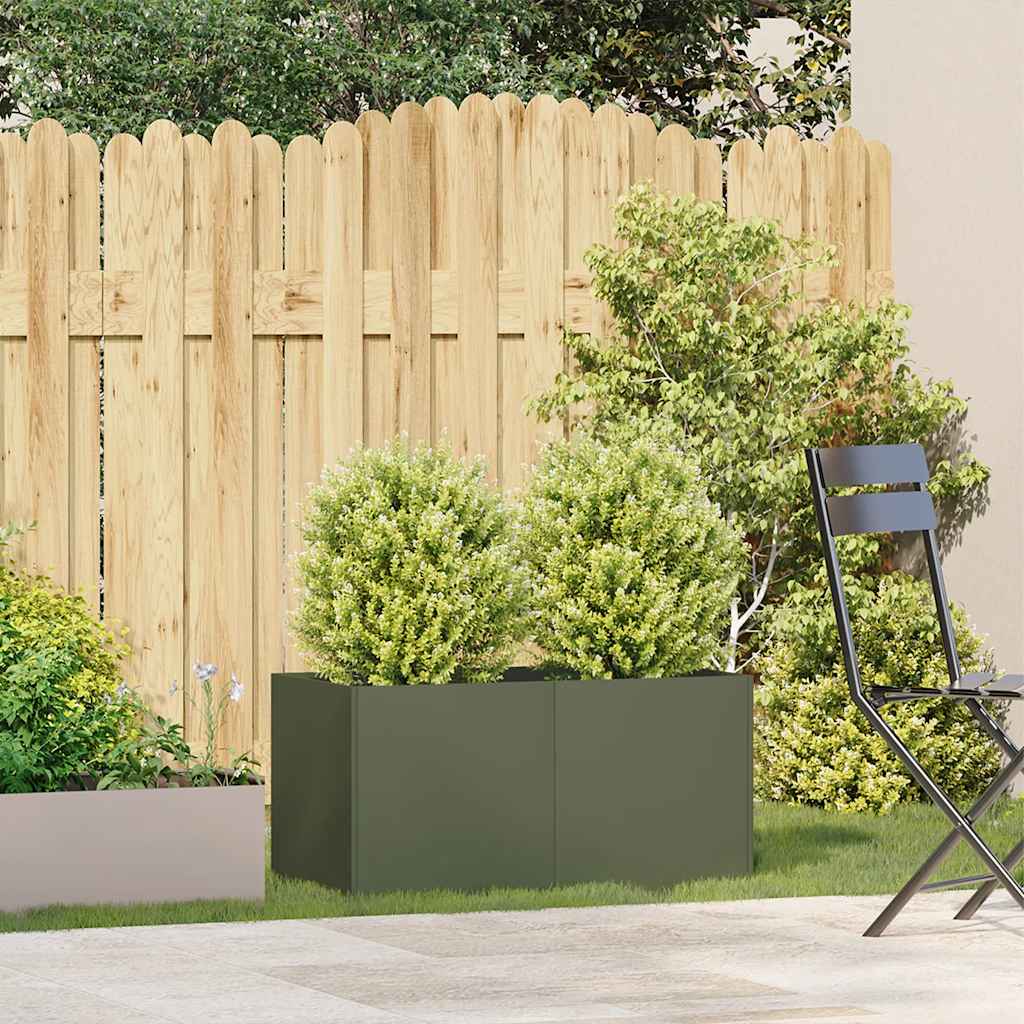 Plantenbak 80x40x40 cm koudgewalst staal olijfgroen is nu te koop bij PeponiXL, paradijselijk wonen!