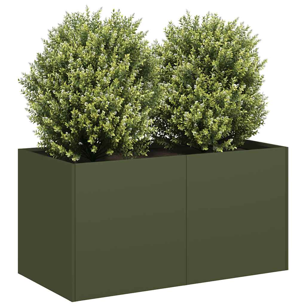 Plantenbak 80x40x40 cm koudgewalst staal olijfgroen is nu te koop bij PeponiXL, paradijselijk wonen!