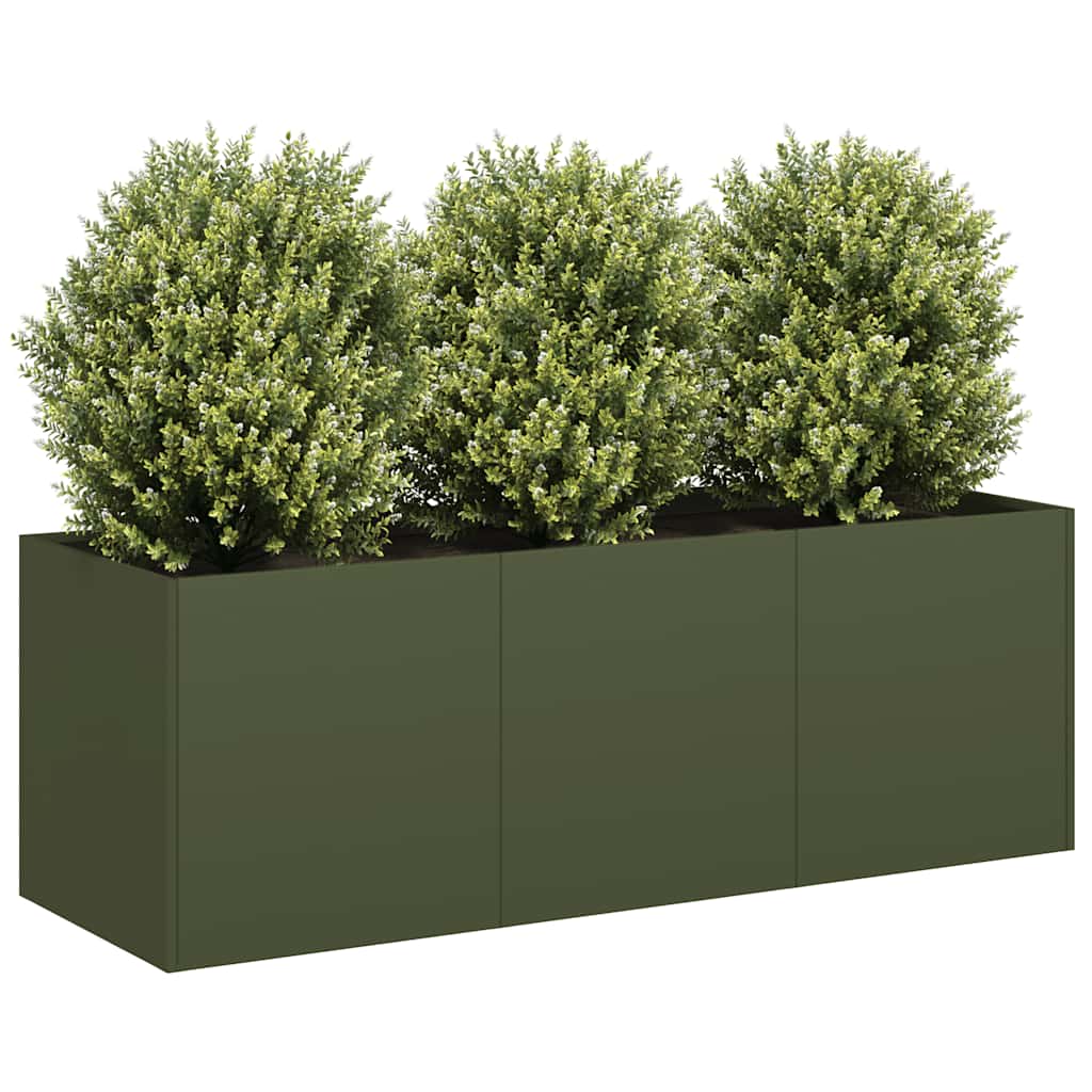 Plantenbak 120x40x40 cm koudgewalst staal olijfgroen is nu te koop bij PeponiXL, paradijselijk wonen!