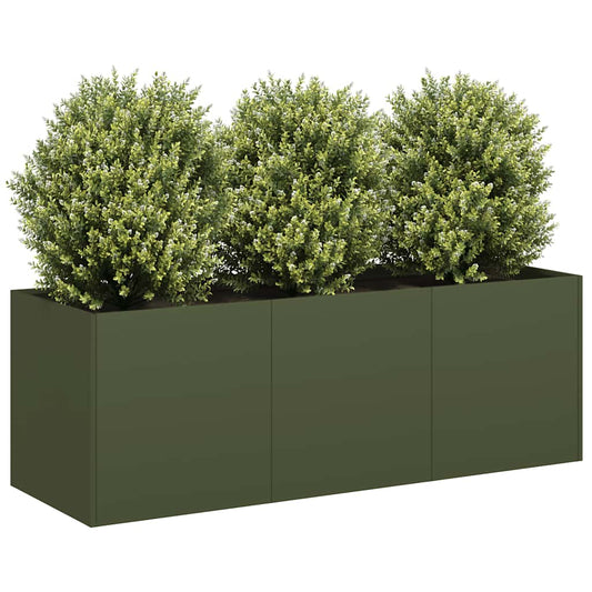 Plantenbak 120x40x40 cm koudgewalst staal olijfgroen is nu te koop bij PeponiXL, paradijselijk wonen!