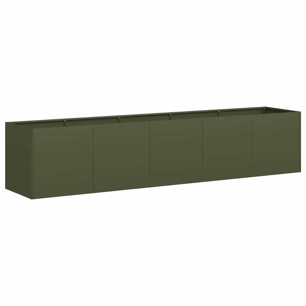 Plantenbak 200x40x40 cm koudgewalst staal olijfgroen is nu te koop bij PeponiXL, paradijselijk wonen!