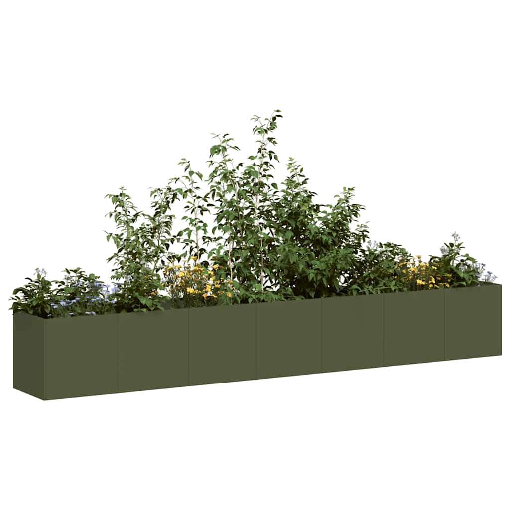 Plantenbak 280x40x40 cm koudgewalst staal olijfgroen is nu te koop bij PeponiXL, paradijselijk wonen!