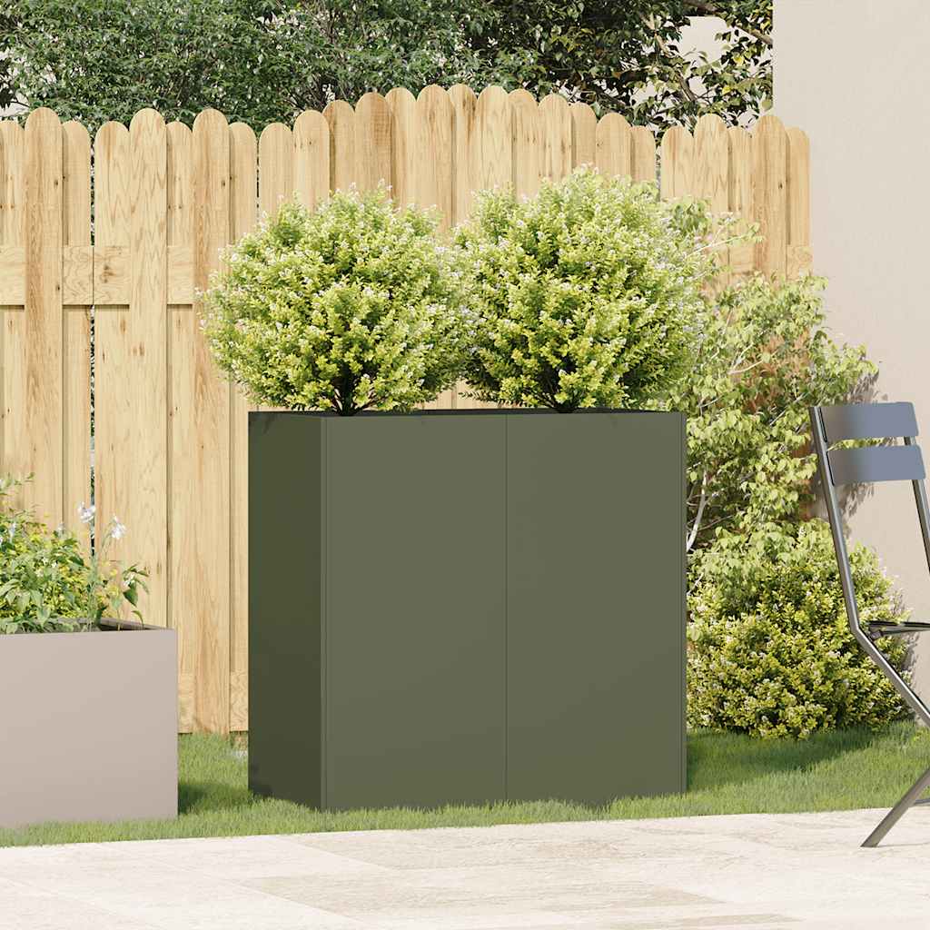 Plantenbak 80x40x80 cm koudgewalst staal olijfgroen is nu te koop bij PeponiXL, paradijselijk wonen!
